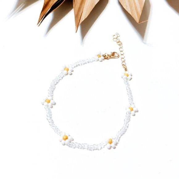 Beaded floral anklet S553 - Picture 1 of 2